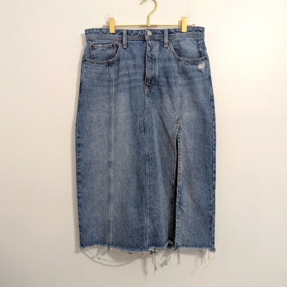 We The Free Size‎ 28" Blue Denim Midi Skirt